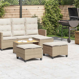 Garden Stools with Cushions 2 pcs Beige 55x55x36 cm Poly Rattan - Side View