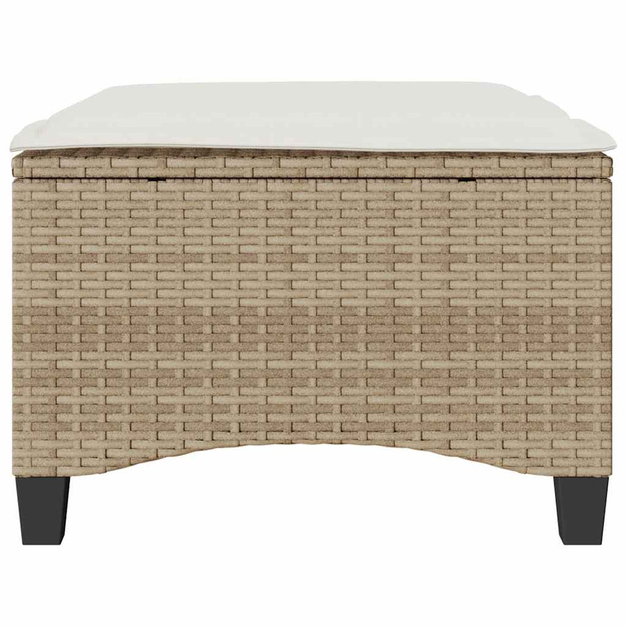 Garden Stools with Cushions 2 pcs Beige 55x55x36 cm Poly Rattan