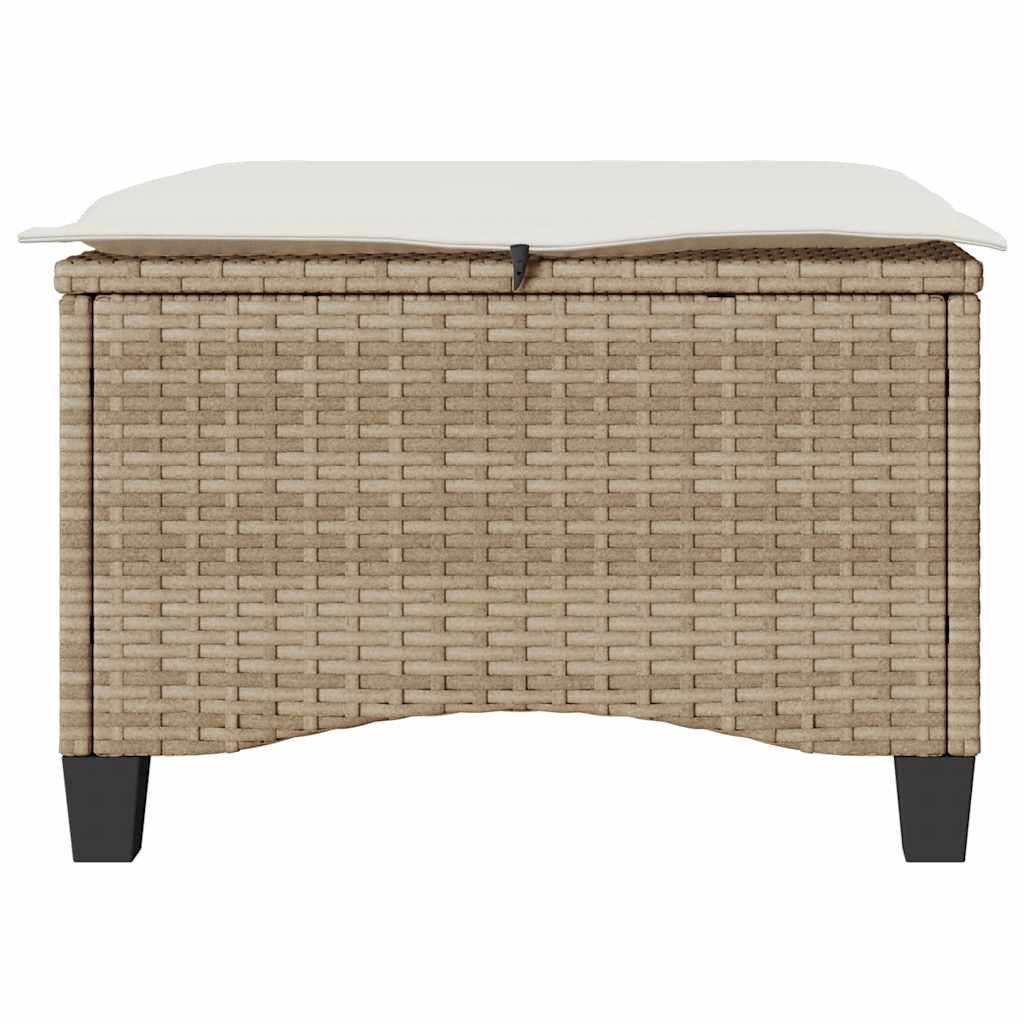 Garden Stools with Cushions 2 pcs Beige 55x55x36 cm Poly Rattan