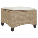 Garden Stools with Cushions 2 pcs Beige 55x55x36 cm Poly Rattan - Rear View