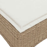 Garden Stools with Cushions 2 pcs Beige 55x55x36 cm Poly Rattan - Close-Up Angle