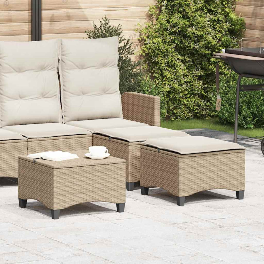 Garden Stools with Cushions 2 pcs Beige 55x55x36 cm Poly Rattan