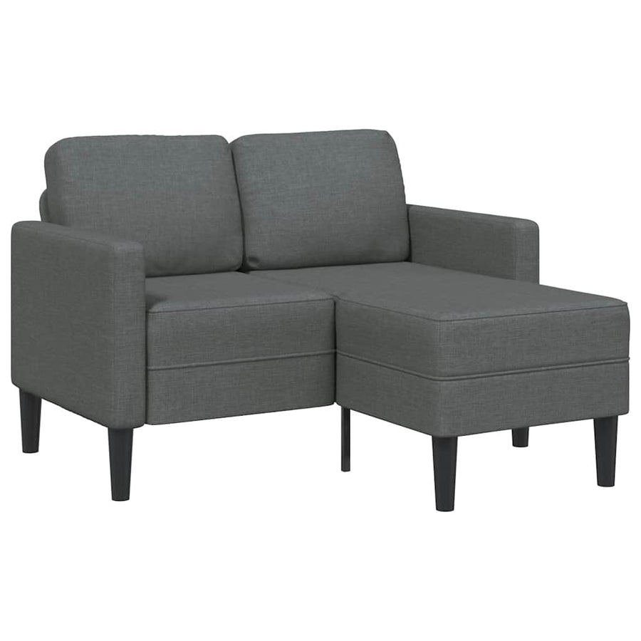 2-Seater Sofa with Chaise L-shaped Dark Grey 125 cm Fabric