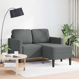 2-Seater Sofa with Chaise L-shaped Dark Grey 125 cm Fabric - Front View