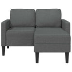 2-Seater Sofa with Chaise L-shaped Dark Grey 125 cm Fabric