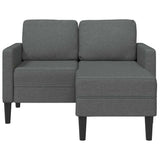 2-Seater Sofa with Chaise L-shaped Dark Grey 125 cm Fabric - Side View