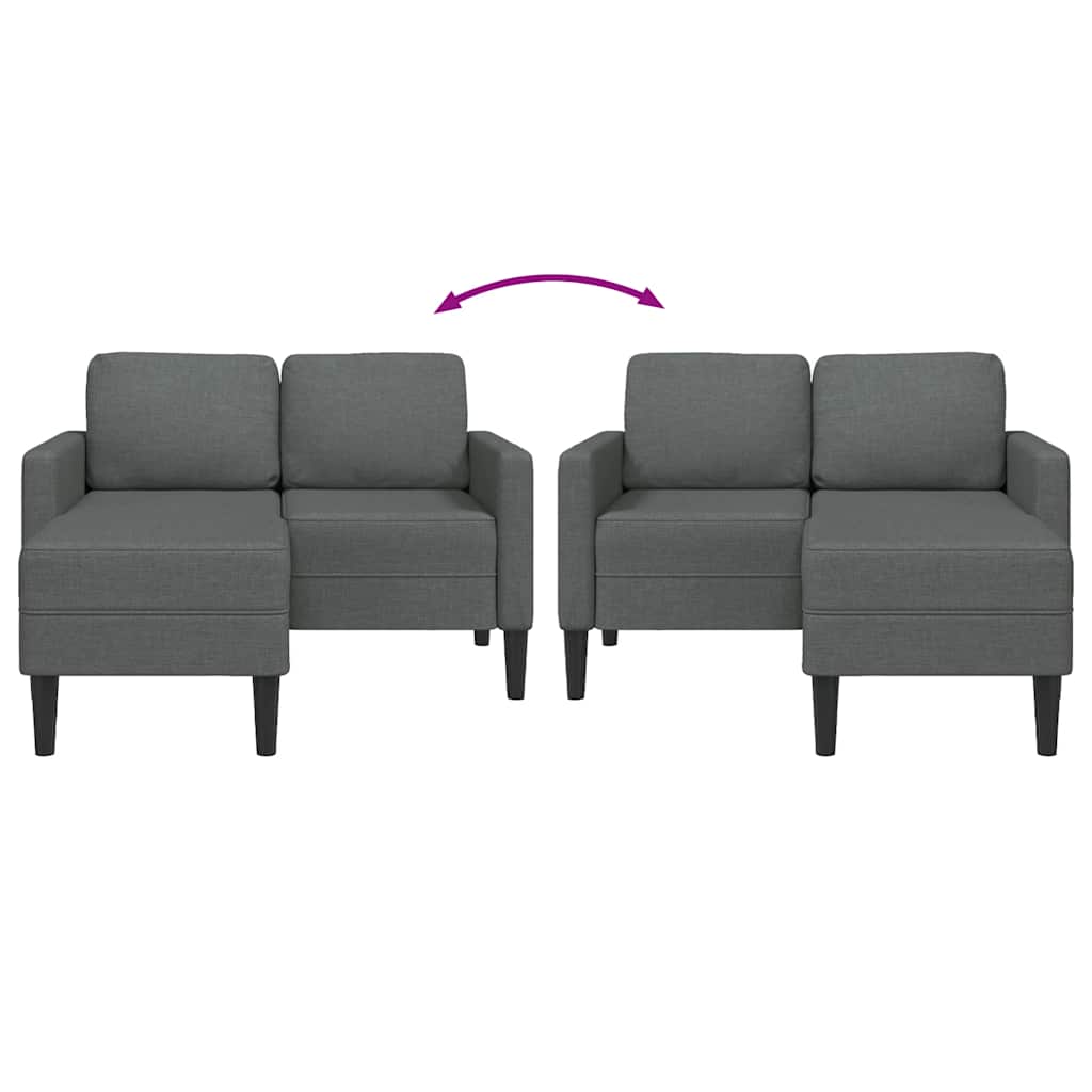 2-Seater Sofa with Chaise L-shaped Dark Grey 125 cm Fabric
