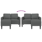 2-Seater Sofa with Chaise L-shaped Dark Grey 125 cm Fabric