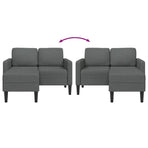2-Seater Sofa with Chaise L-shaped Dark Grey 125 cm Fabric