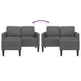 2-Seater Sofa with Chaise L-shaped Dark Grey 125 cm Fabric - Rear View