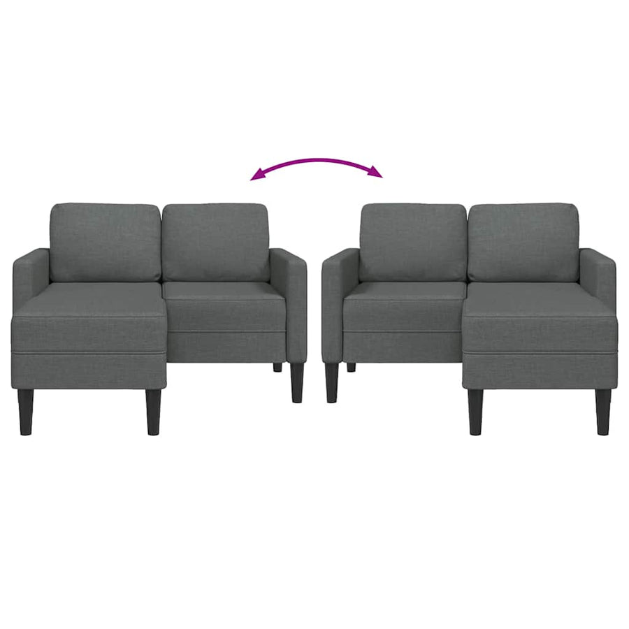 2-Seater Sofa with Chaise L-shaped Dark Grey 125 cm Fabric