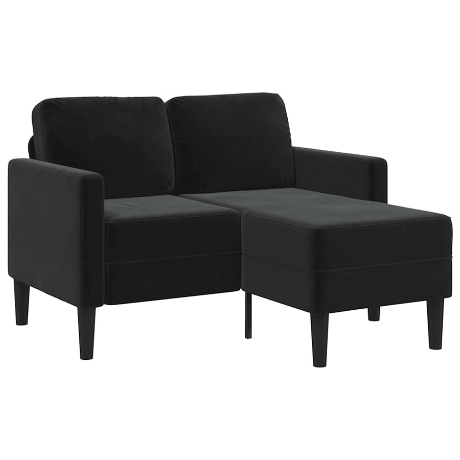 2-Seater Sofa with Chaise L-shaped Black 125 cm Velvet