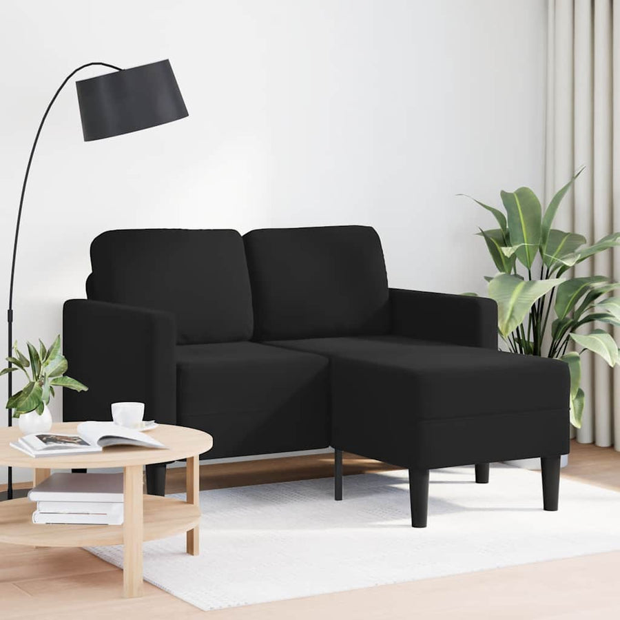 2-Seater Sofa with Chaise L-shaped Black 125 cm Velvet
