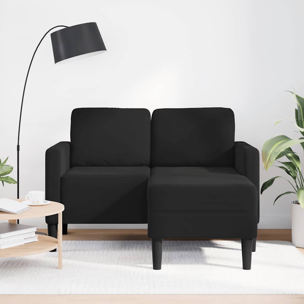 2-Seater Sofa with Chaise L-shaped Black 125 cm Velvet
