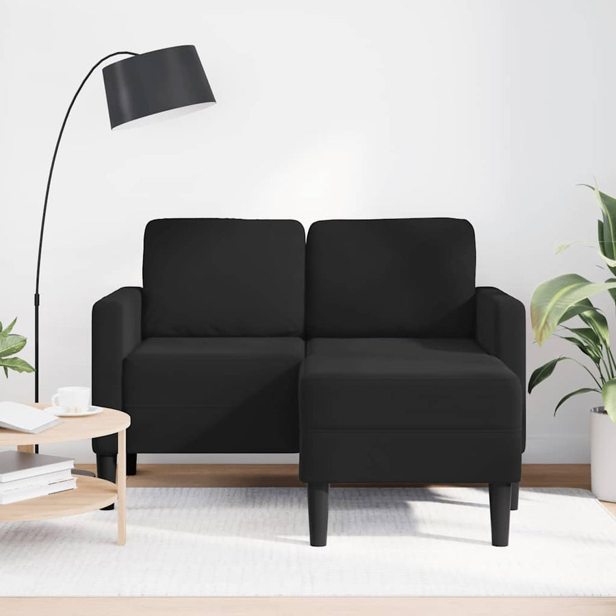 2-Seater Sofa with Chaise L-shaped Black 125 cm Velvet