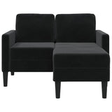 2-Seater Sofa with Chaise L-shaped Black 125 cm Velvet - Top-Down View