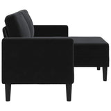2-Seater Sofa with Chaise L-shaped Black 125 cm Velvet