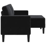 2-Seater Sofa with Chaise L-shaped Black 125 cm Velvet