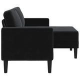 2-Seater Sofa with Chaise L-shaped Black 125 cm Velvet - 45-Degree Angle
