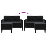 2-Seater Sofa with Chaise L-shaped Black 125 cm Velvet