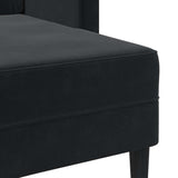 2-Seater Sofa with Chaise L-shaped Black 125 cm Velvet - Low Angle