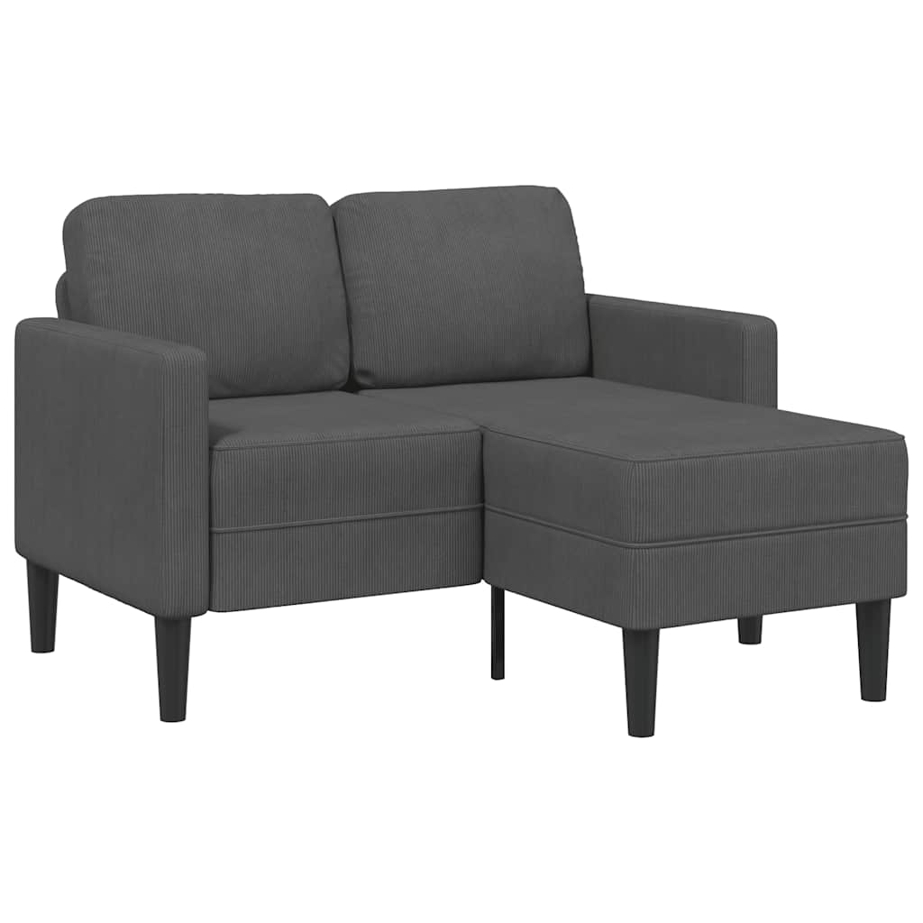 2-Seater Sofa with Chaise L-shaped Dark Grey 125 cm Linen