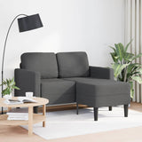 2-Seater Sofa with Chaise L-shaped Dark Grey 125 cm Linen - Front View