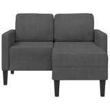 2-Seater Sofa with Chaise L-shaped Dark Grey 125 cm Linen - Side View