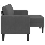2-Seater Sofa with Chaise L-shaped Dark Grey 125 cm Linen
