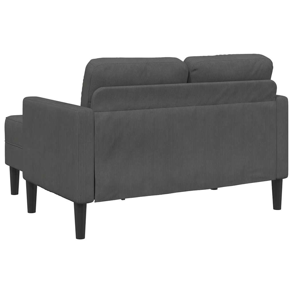 2-Seater Sofa with Chaise L-shaped Dark Grey 125 cm Linen