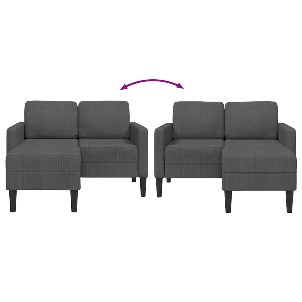 2-Seater Sofa with Chaise L-shaped Dark Grey 125 cm Linen