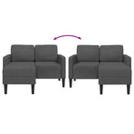 2-Seater Sofa with Chaise L-shaped Dark Grey 125 cm Linen