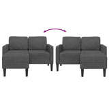 2-Seater Sofa with Chaise L-shaped Dark Grey 125 cm Linen - Rear View