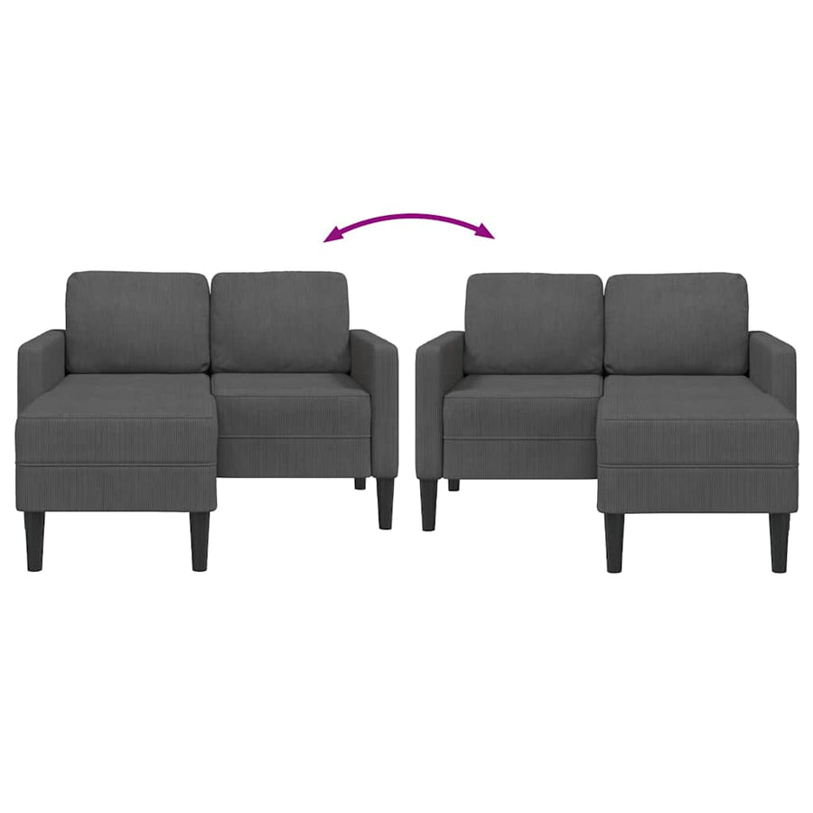 2-Seater Sofa with Chaise L-shaped Dark Grey 125 cm Linen