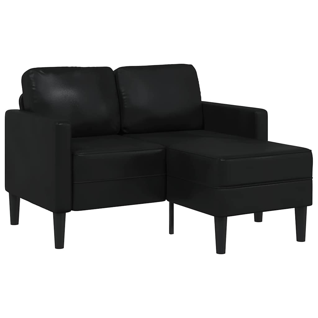 2-Seater Sofa with Chaise L-shaped Black 125 cm Faux Leather