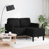 2-Seater Sofa with Chaise L-shaped Black 125 cm Faux Leather - Front View