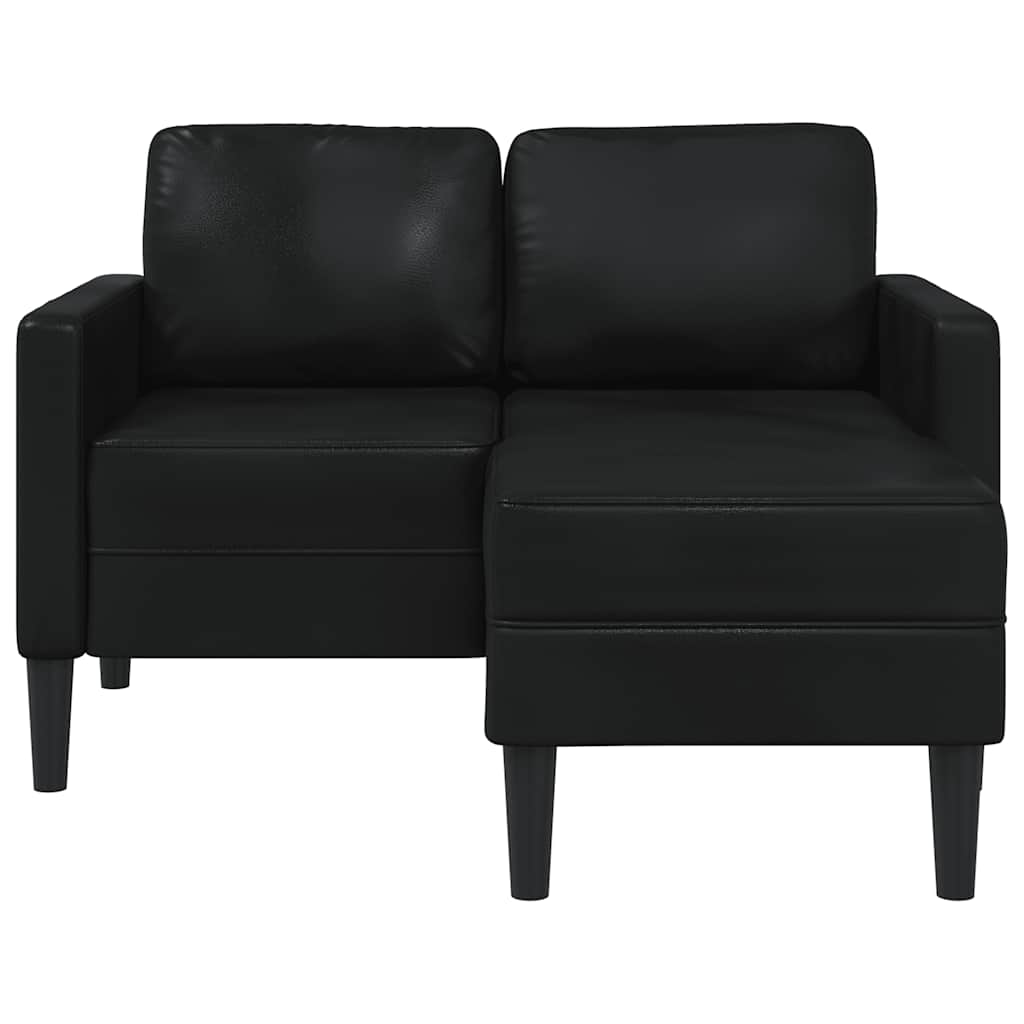 2-Seater Sofa with Chaise L-shaped Black 125 cm Faux Leather