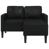 2-Seater Sofa with Chaise L-shaped Black 125 cm Faux Leather - Side View