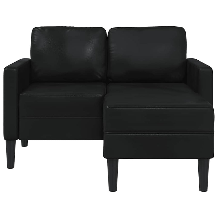 2-Seater Sofa with Chaise L-shaped Black 125 cm Faux Leather