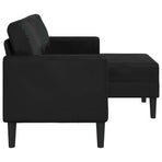 2-Seater Sofa with Chaise L-shaped Black 125 cm Faux Leather