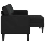 2-Seater Sofa with Chaise L-shaped Black 125 cm Faux Leather - Top-Down View