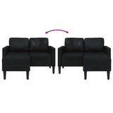 2-Seater Sofa with Chaise L-shaped Black 125 cm Faux Leather