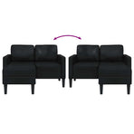 2-Seater Sofa with Chaise L-shaped Black 125 cm Faux Leather