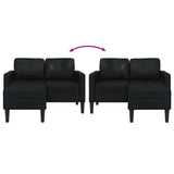 2-Seater Sofa with Chaise L-shaped Black 125 cm Faux Leather - Rear View