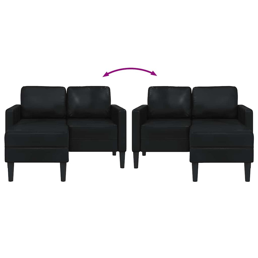 2-Seater Sofa with Chaise L-shaped Black 125 cm Faux Leather