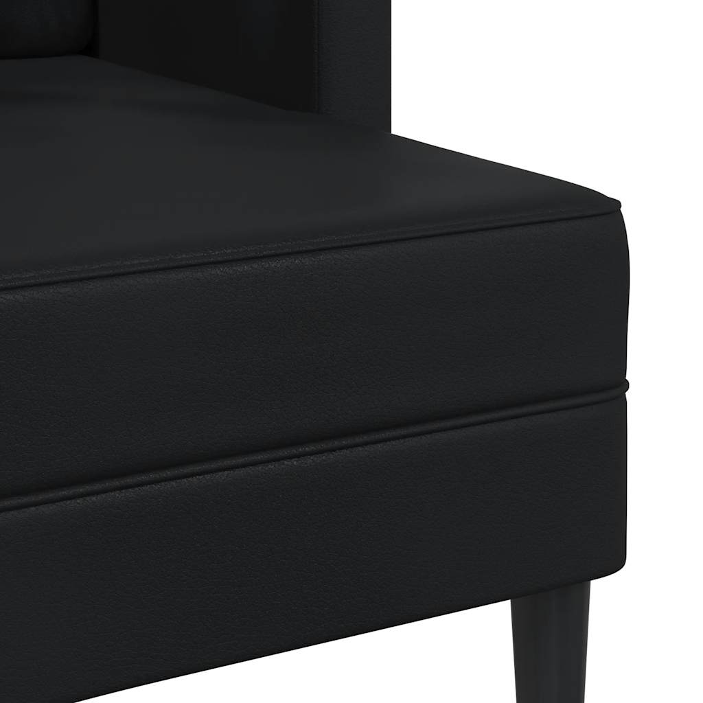2-Seater Sofa with Chaise L-shaped Black 125 cm Faux Leather