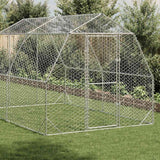 Chicken Run 2.5x4x2.25 m Galvanised Steel - Front View