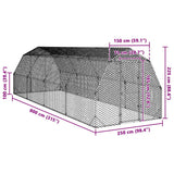 Chicken Run 2.5x8x2.25 m Galvanised Steel