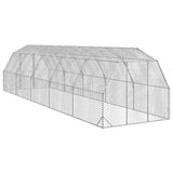 Chicken Run 2.5x10x2.25 m Galvanised Steel - 45-Degree Angle