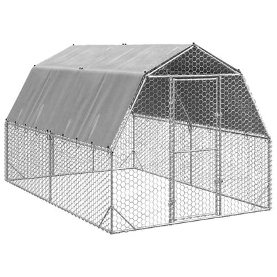 Chicken Run with Roof 2.5x4x2.25 m Galvanised Steel
